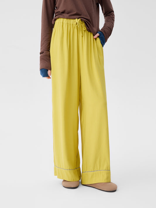 Solid-Color Twill-Striped Long-Sleeve Loungewear