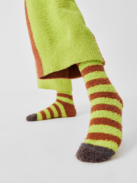 Contrast Stripe Soft Sherpa Sock