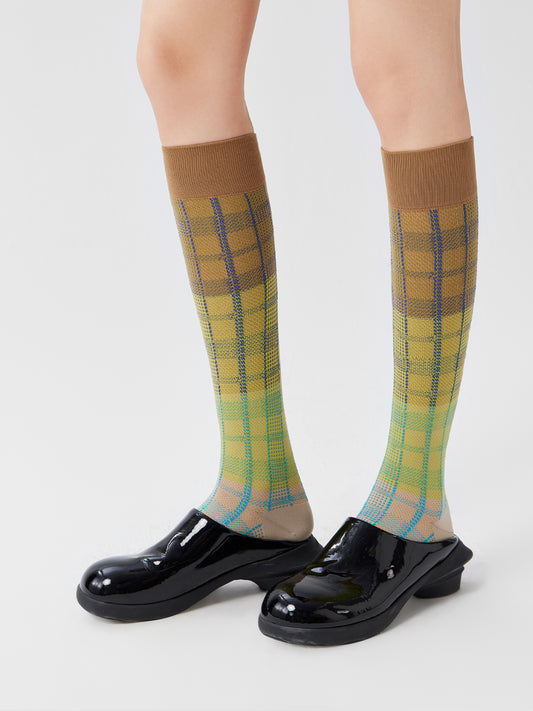 Bold Plaid Calf Sock