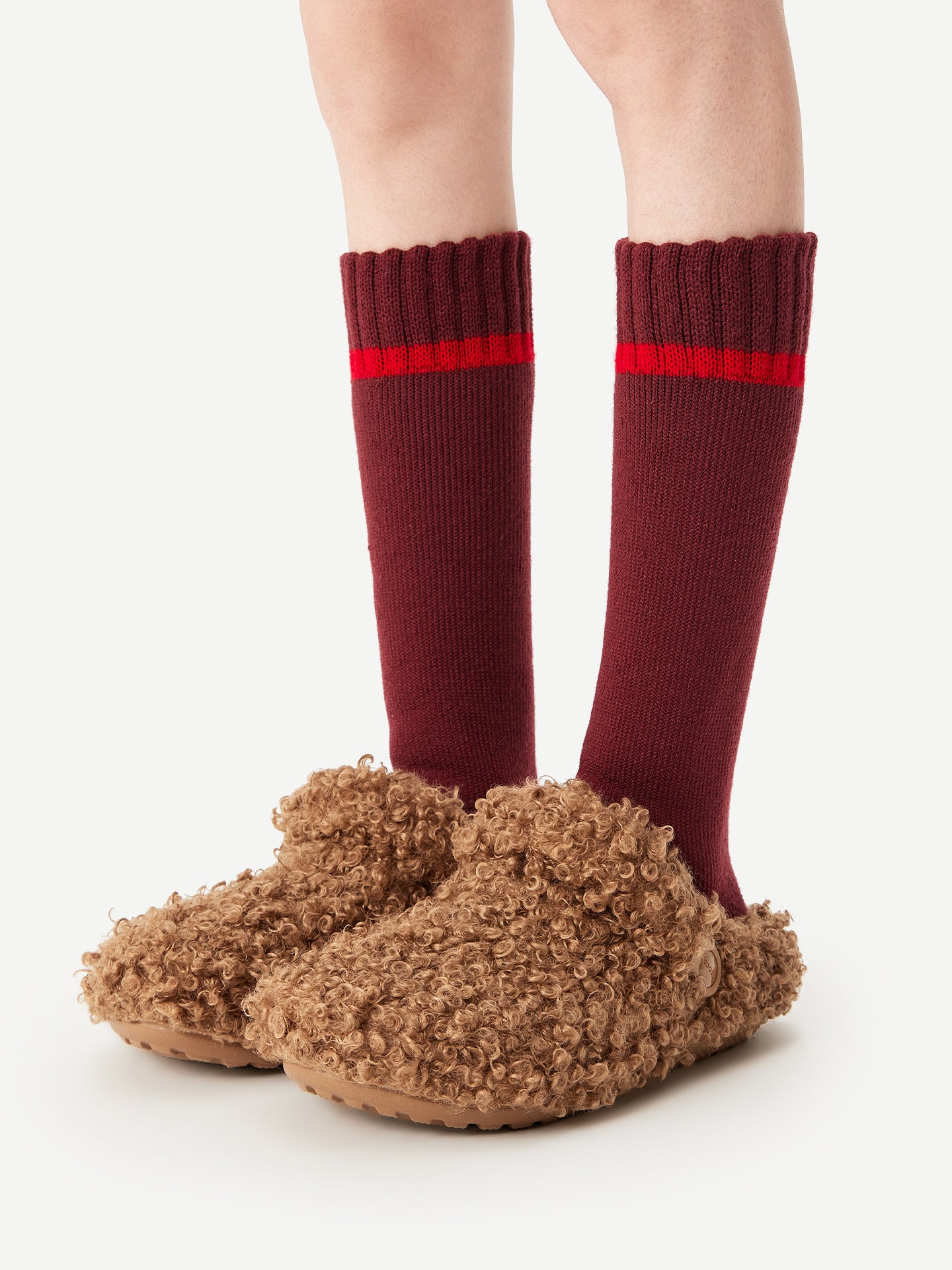 Wool Rib-Cuff Calf Sock