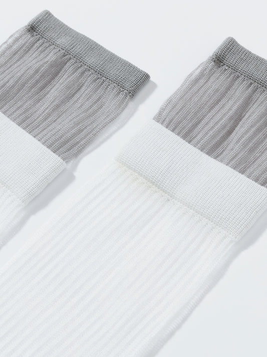 Layered Contrast Calf Socks