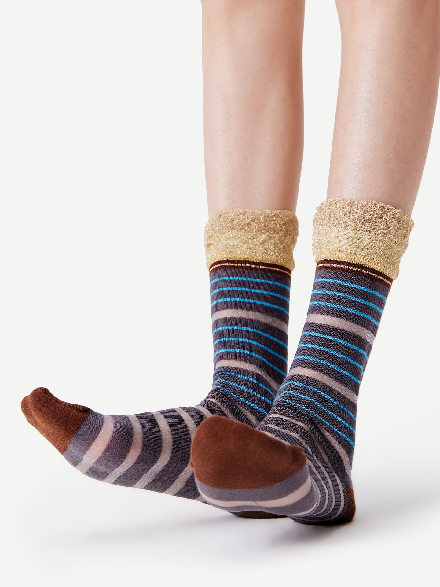 Lurex Glossy Mixed-Color Ruffle Crew Sock