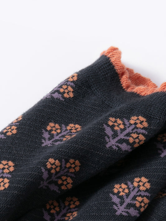 Twill Pattern Mid-Calf Socks