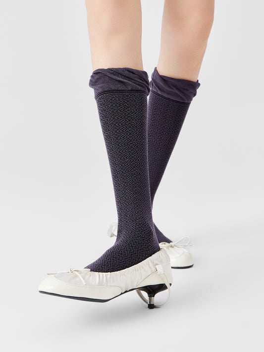 Contrast Trim Calf Sock