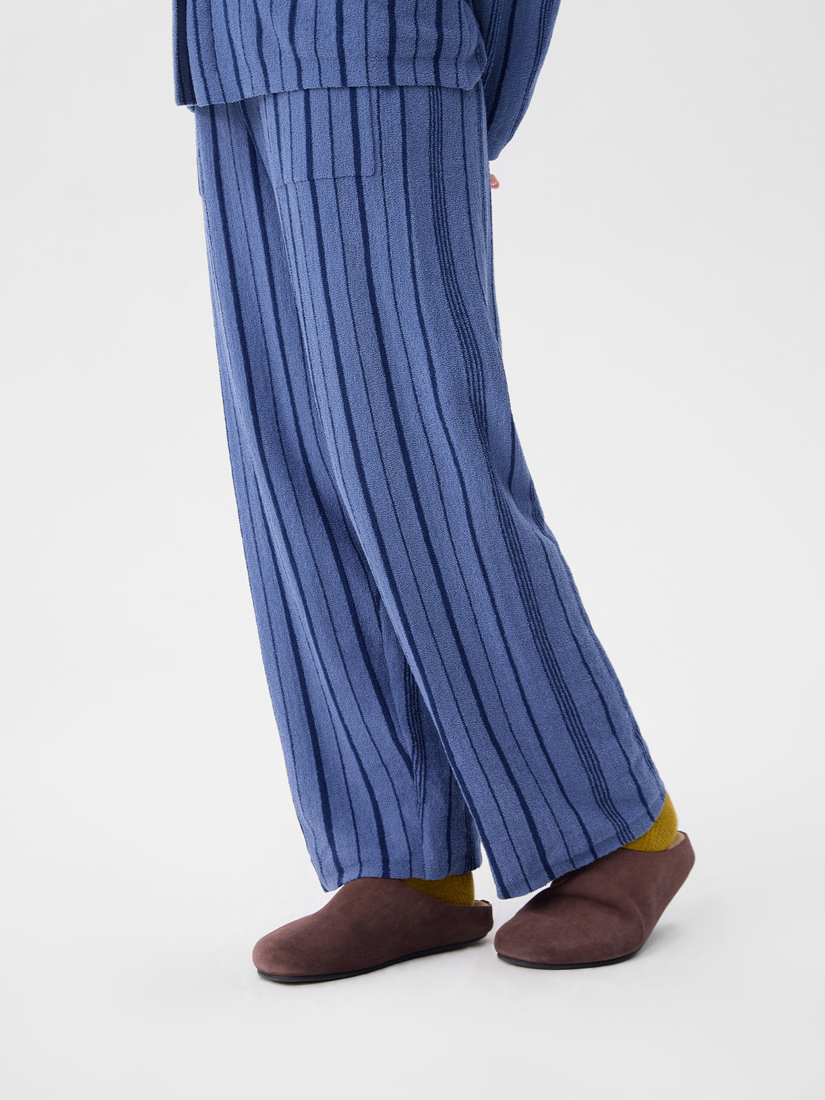 Patchwork-Striped High-Count Half-Velvet Loungewear