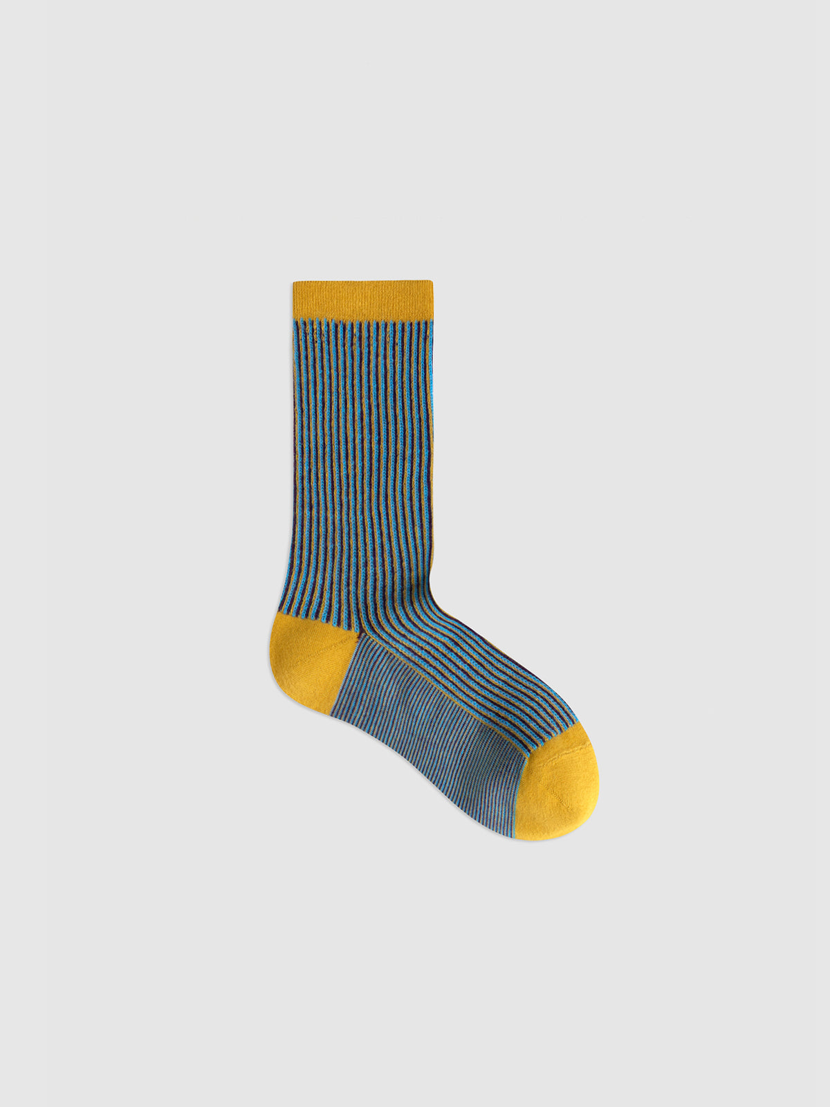 Color-Woven Striped Mid-Calf Socks