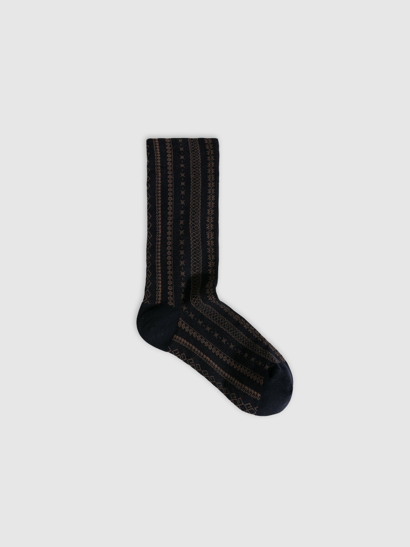 Brocade-Textured Double Cuff Crew Sock