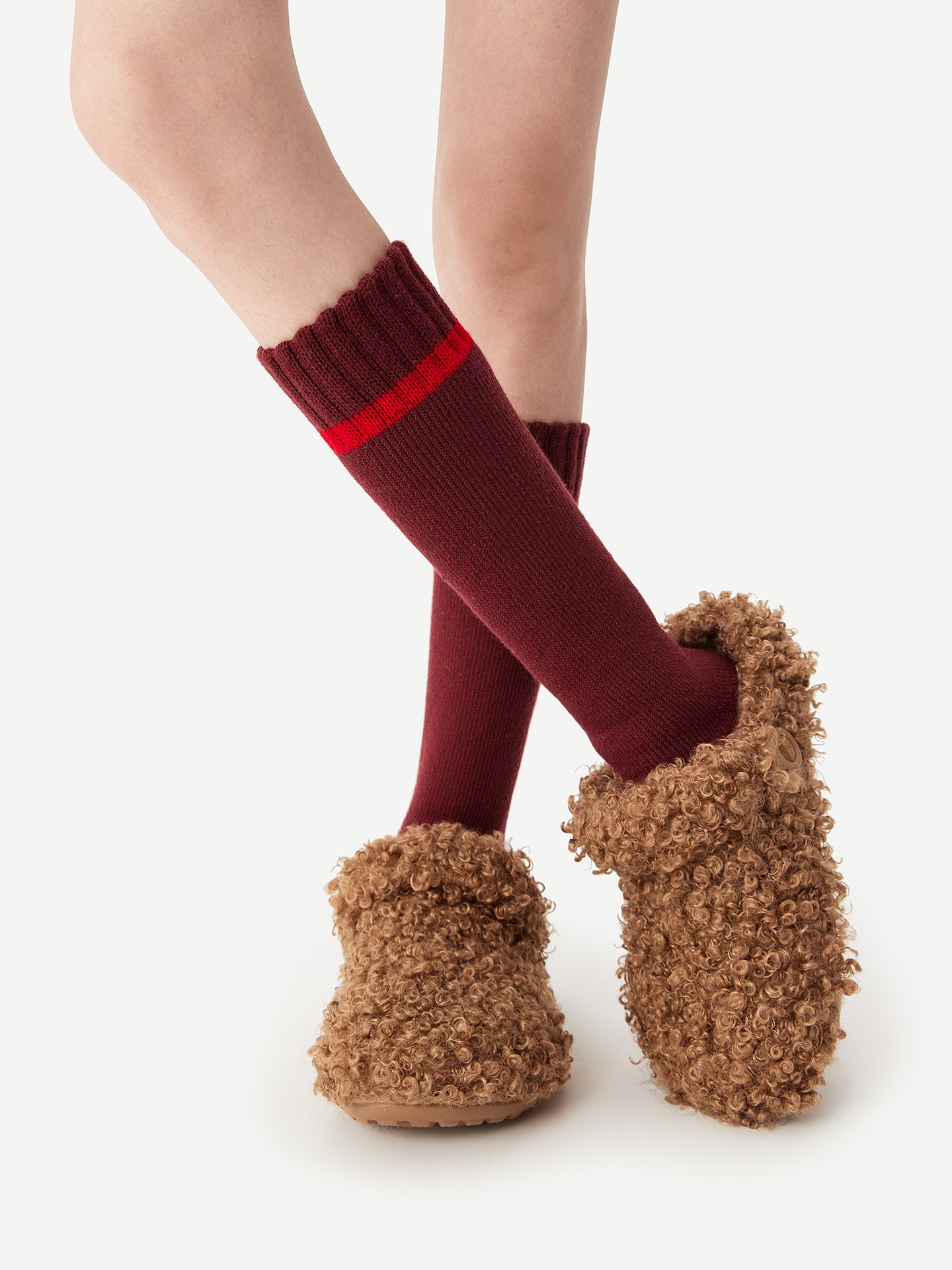 Wool Rib-Cuff Calf Sock