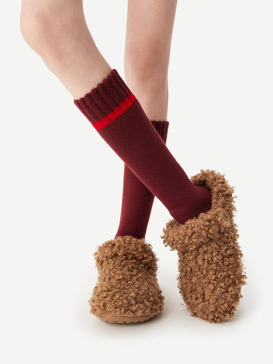 Wool Rib-Cuff Calf Sock