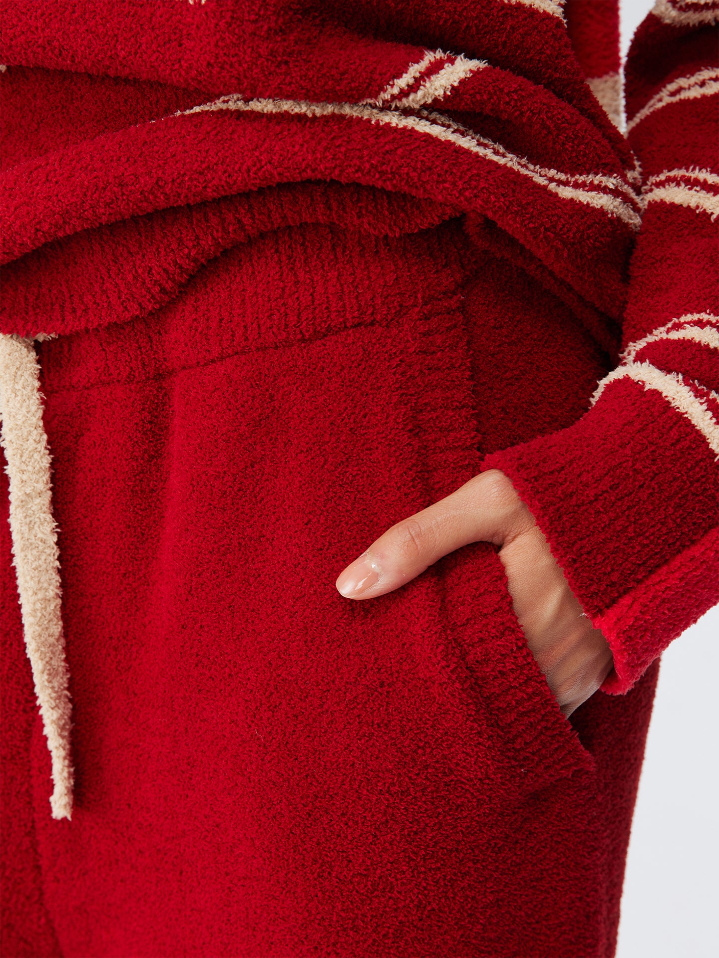 Contrast Stripe Soft Sherpa Set