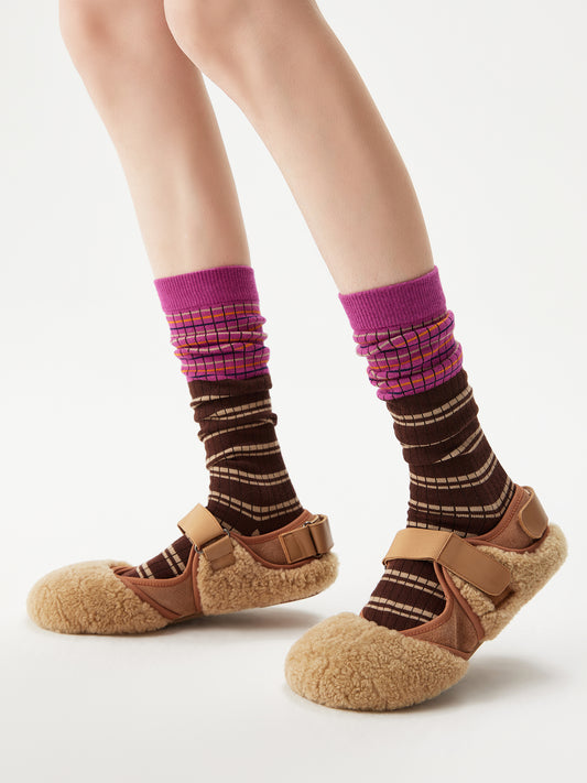 Contrast Stripe Calf Sock