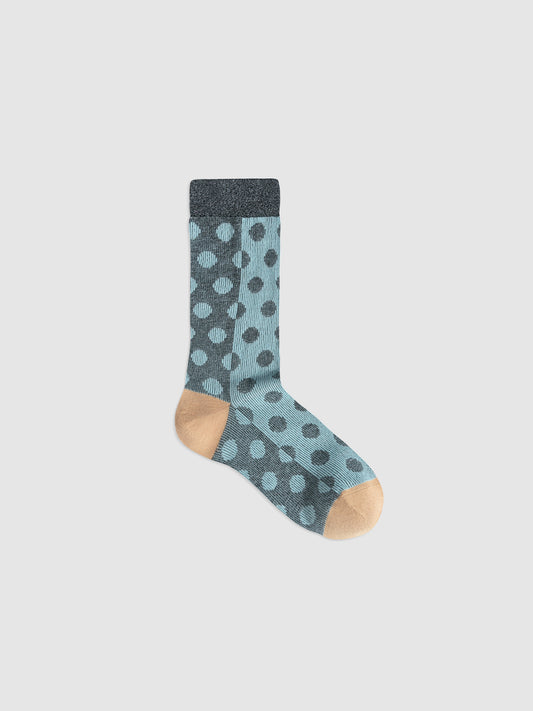 Textured Dot & Stripe Mesh Crew Sock