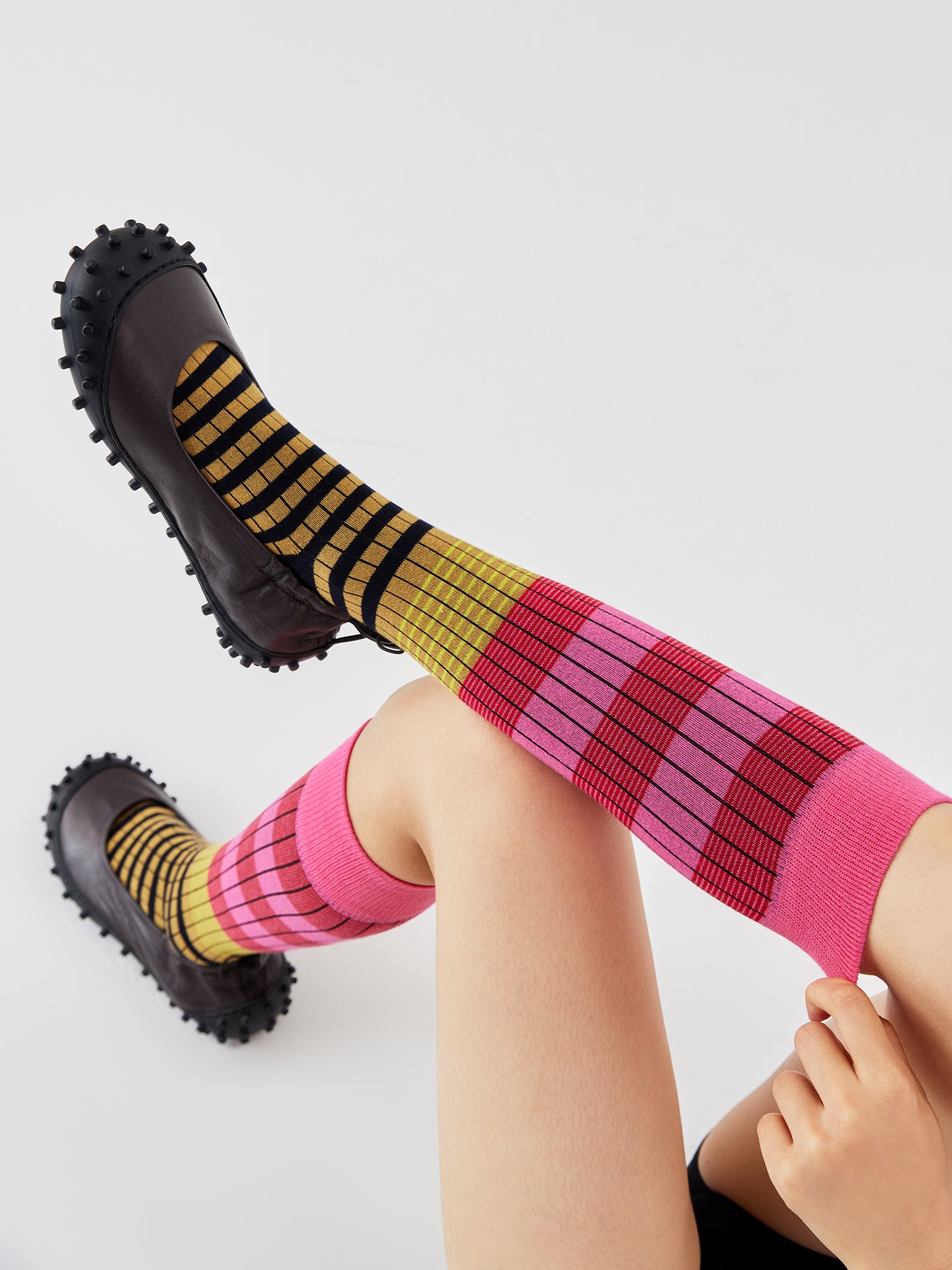 Contrast Tri-Rhythm Ribbed Calf Socks