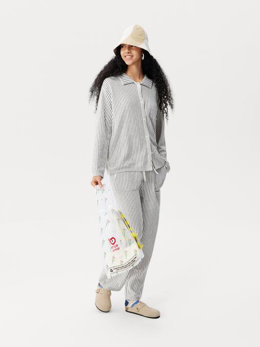 Contrast-Striped Half-Velvet Loungewear